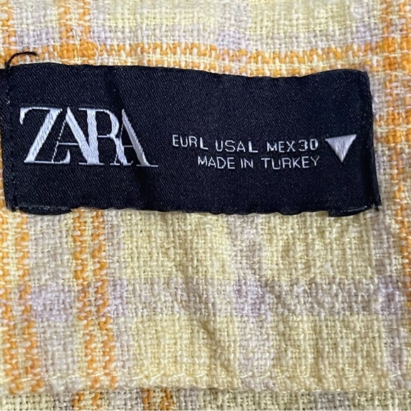 Zara Yellow Plaid Midi Slit Skirt Size L - Picture 13 of 13